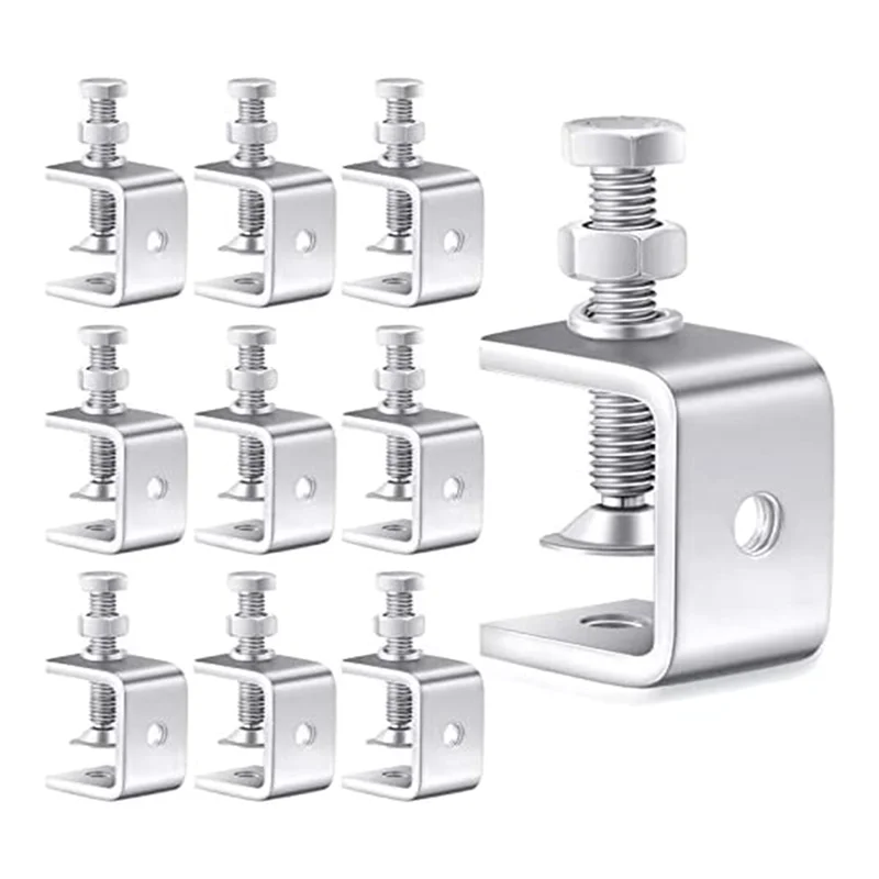 10 Pcs Stainless Steel C Heavy Duty 1 3/16 Inch with Stable Wide Jaw Opening Small Screw for Metal Working