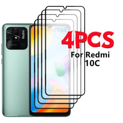 4/3/2/1PCS For Redmi 10C Glass Xiaomi Redmi 10C Tempered Glass Protective Full Cover Glue HD 9H For Screen Protector Redmi 10C