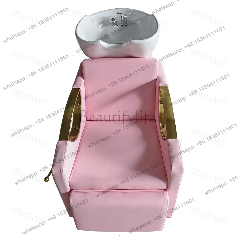 Factory Direct Sales Foreign Trade Reclining Flush Bed Stainless Steel Armrest Adjustment Foot Shampoo Bed