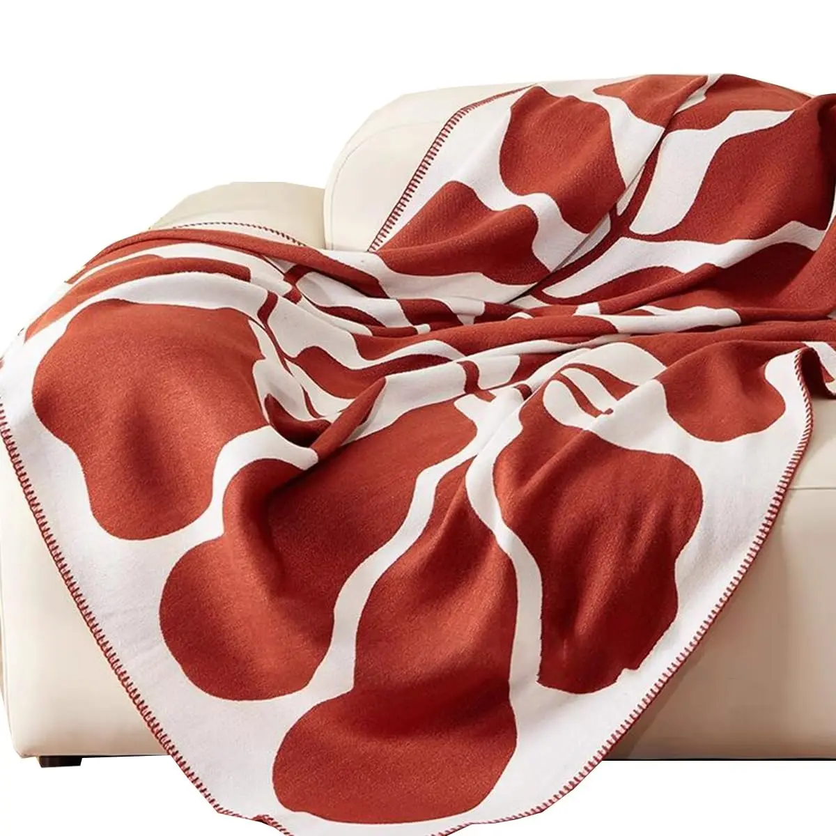 Nordic Abstract Pattern Shawl Wrap Blanket Skin-Friendly Acrylic Travel Lap Cover Sofa Bed Decor Blanket With Fine Stitch
