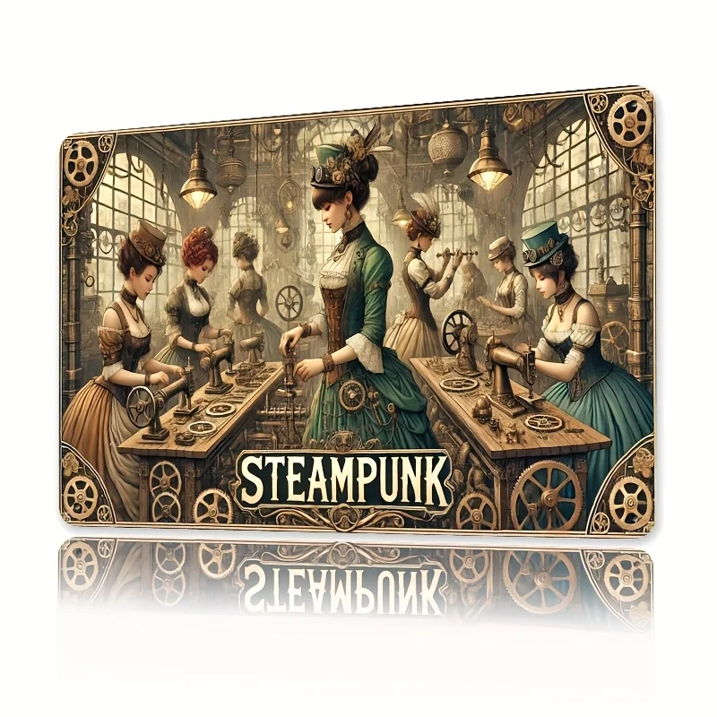 Steampunk Vintage Metal Wall Sign - , Victorian-Era Women Workers Design, Retro Industrial Decor for Home, Office, Bar, Kitchen,