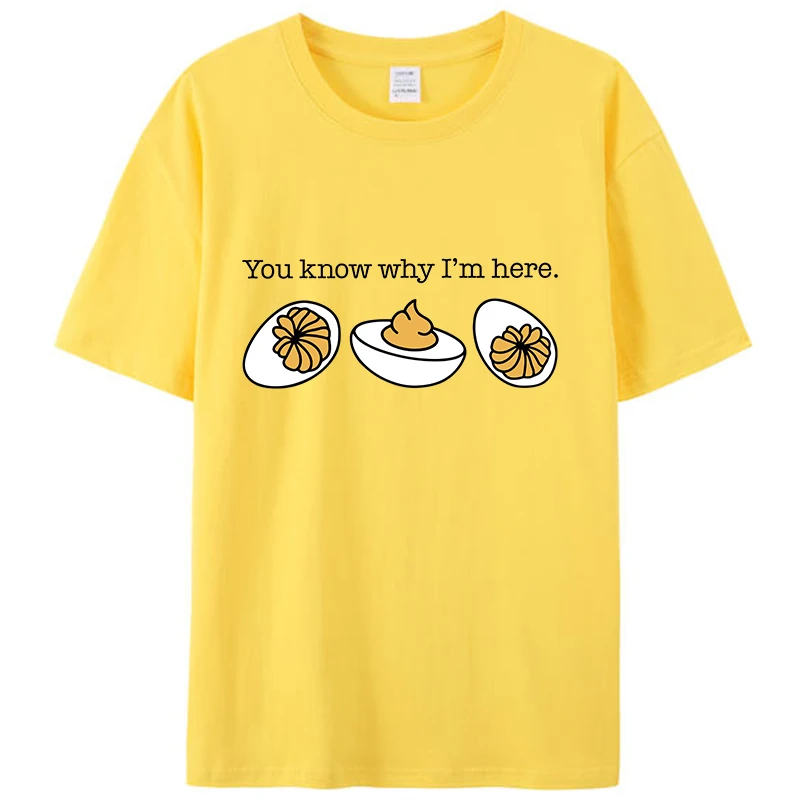 

Thanksgiving Shirts for Women Men Retro Thanksgiving Dinner You Know Why I'm Here Deviled Egg Short Sleeve T-Shirt Tee Tops