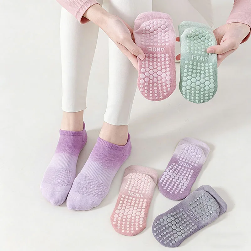 

Yoga Socks Women Cotton Gradient Silicone Non-slip Grip Terry Low-ankle Pilates Sock