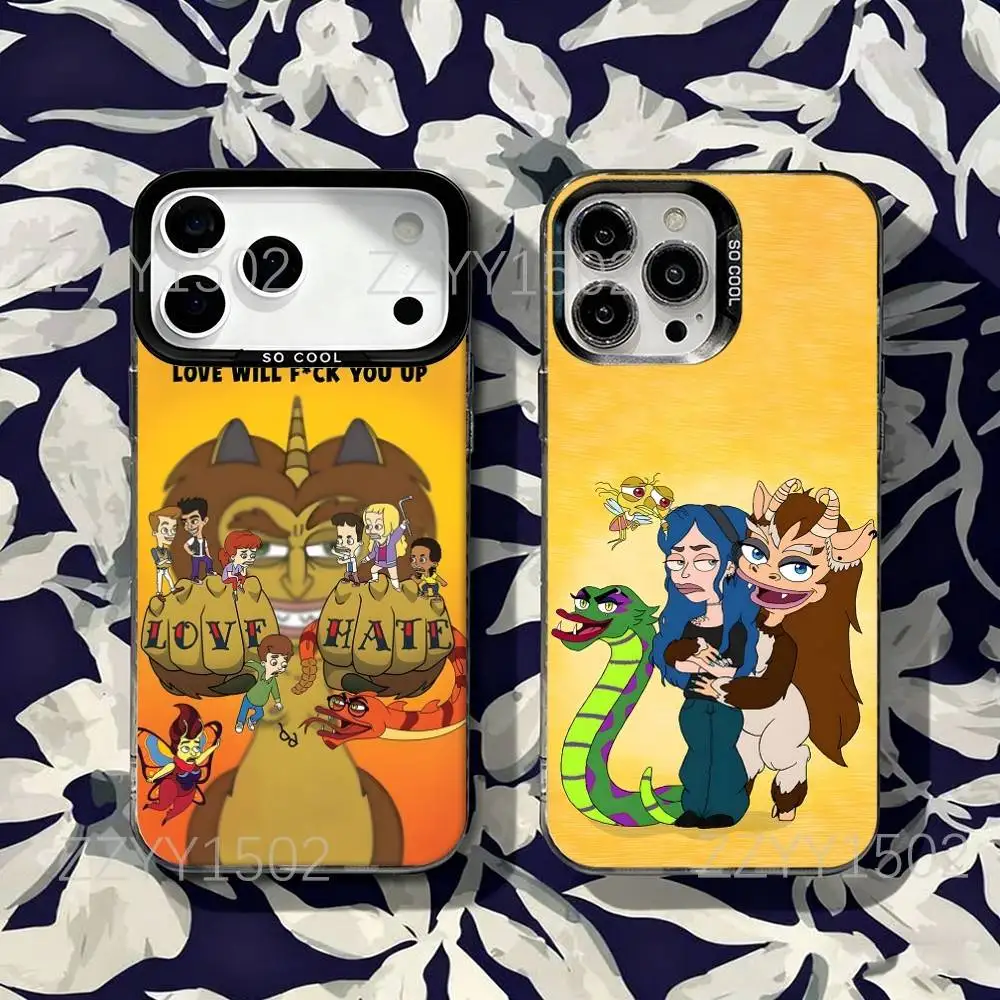 

Cartoon B-Big M-Mouth Phone Case For iPhone 17,16,15,14,13,12,X,8,Pro,Max,Plus,SE4,Air,Mini Black Matte Durable Hard