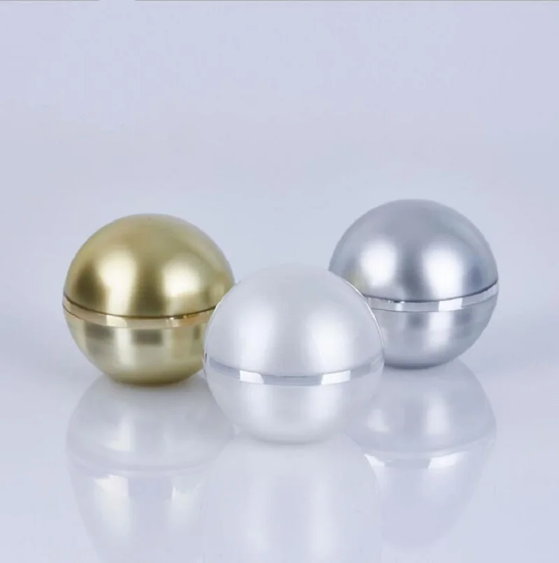 15g gold/pearl white acrylic ball shape cream jar pot tin eye cream/day essence capsule/moisturizer/gel skin cosmetic packing