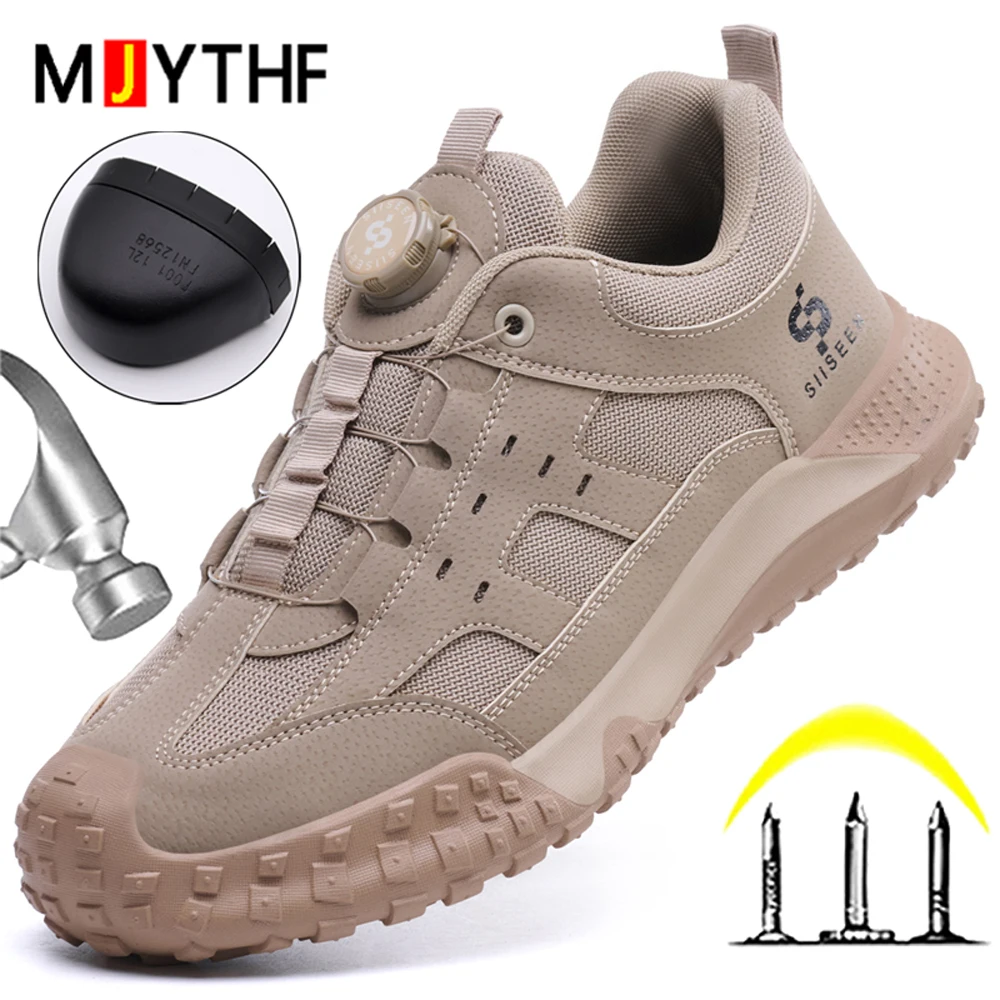 

High quality Safety Shoes Men Anti-smash Anti puncture Work Shoes Non-slip Indestructible Steel toe shoes Security Boots Male