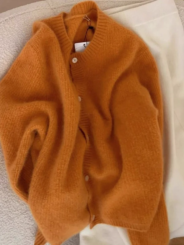 

Extra Large 300 Pou Soft Cozy Orange Knitwear Men Women Aosphere Pure Color Simple Winter Sweater Casual Sle Knitted S...