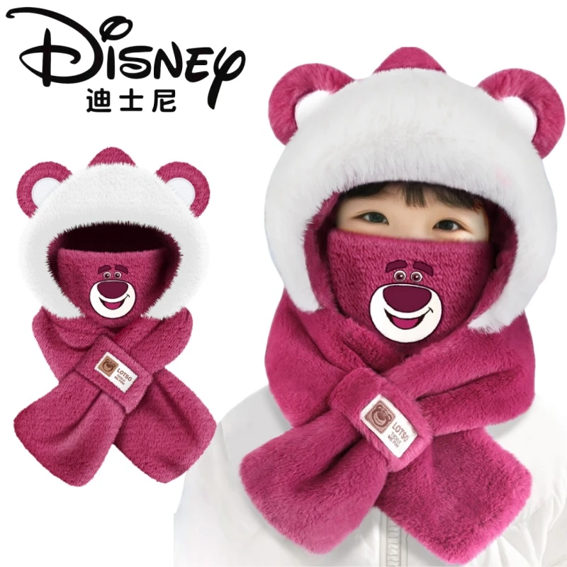 MINISO New Disney Plush Windproof Cap Cartoon Lotso Children's Warm Scarf Mask Casual Fashion Wind and Cold Girls Gifts