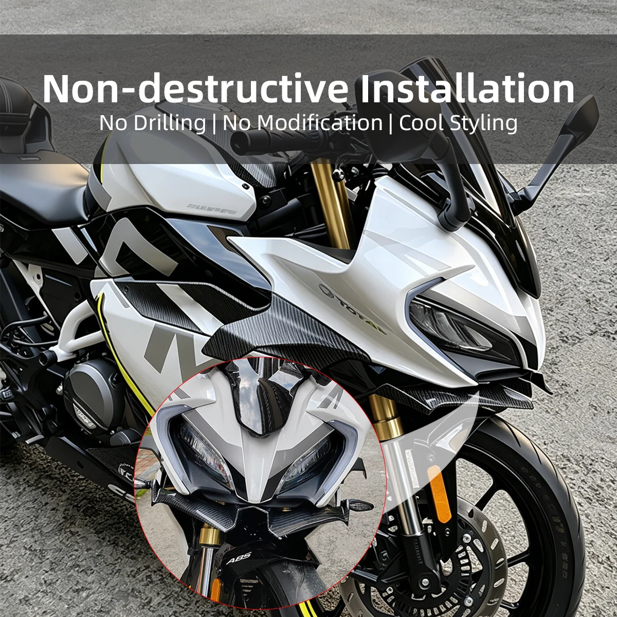 Motorcycle Winglet Aerodynamic Wing Kit Spoiler For CF 250SR 450SR GSX250R QJMOTOR SRK600 MY22 Ninja 250 Wind Wing Air Deflector