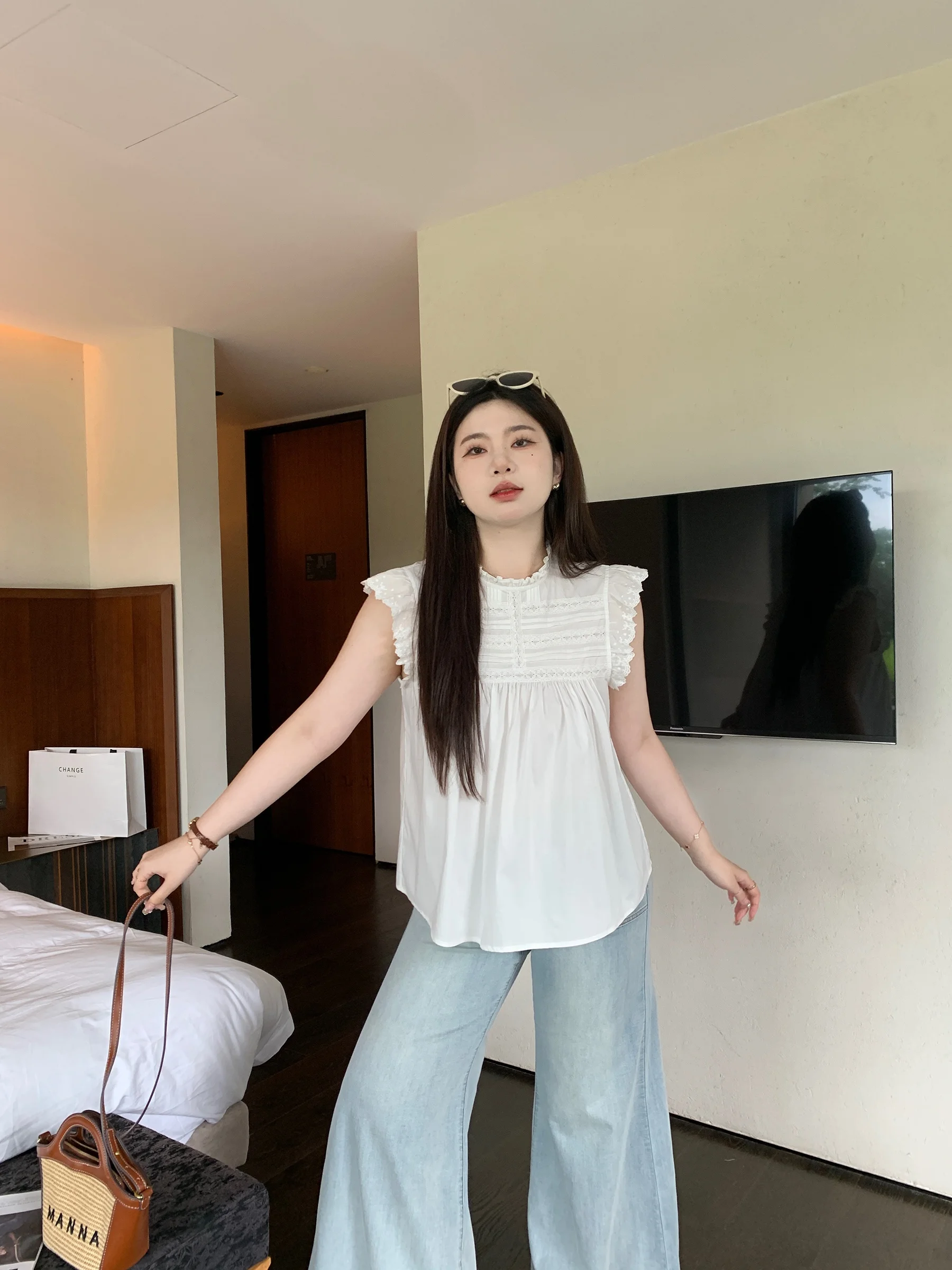 

Милая белая повседневная летняя хлопковая футболка с коротким рукавом, больших размеров, удобная, дышащая, с круглым вырезом, для повседневной носки