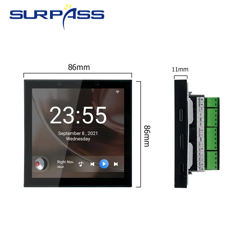 TUYA 오디오 스마트 홈 시어터, 와이파이 블루투스, 안드로이드 8 시스템, 미니 벽 파워 앰프, 터치 스크린 음악 플레이어