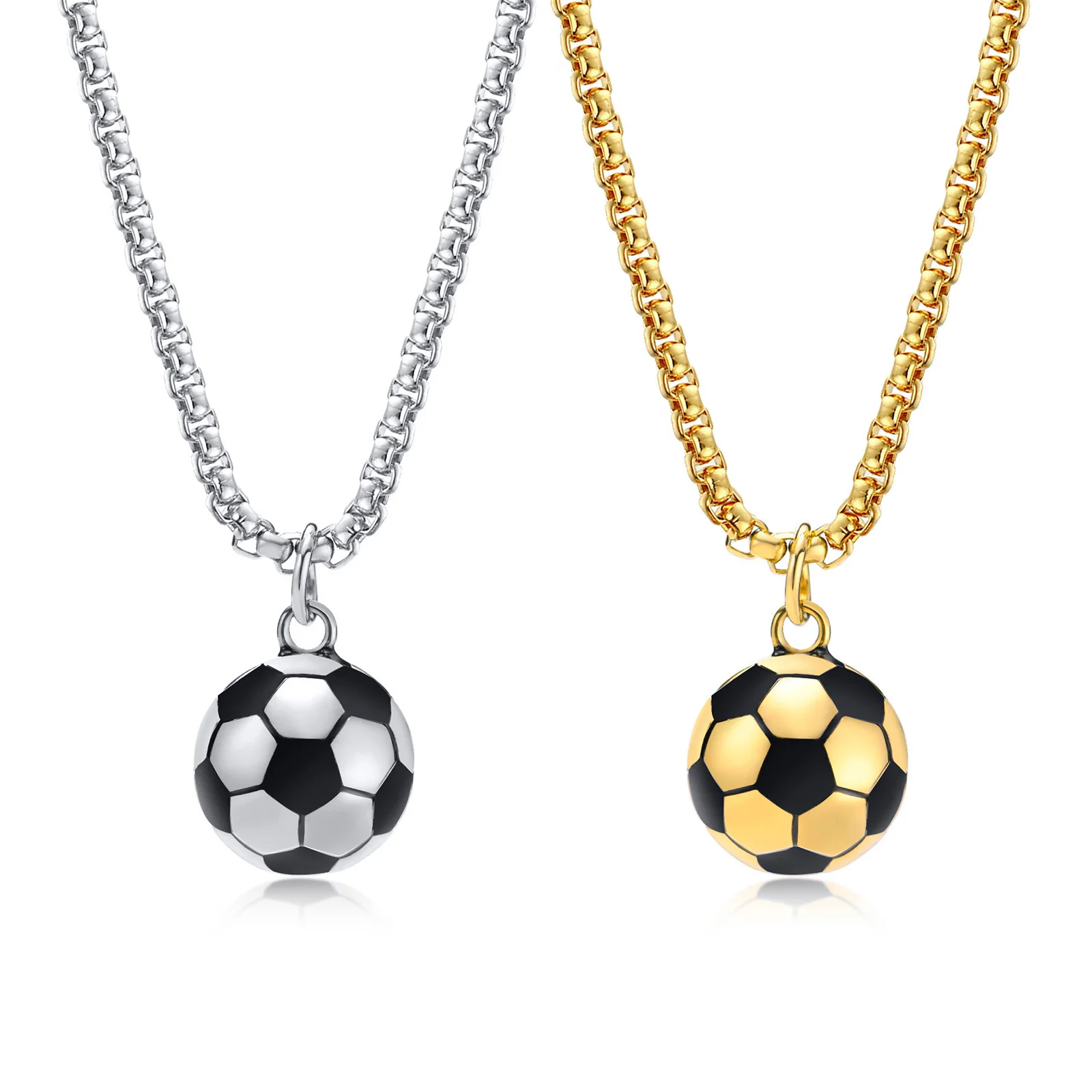 

3D Football Necklaces For Men, Solid Stainless Steel Casual Scoocer Pendants, Sports Lover Boys Birthday Gifts Jewelry