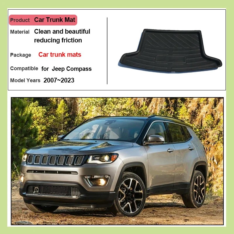 Car Rear Trunk Mats For Jeep Compass Accessories 2007~2023 Cargo Boot Carpet EVA Floor Tray Liner Waterproof Car Accessories