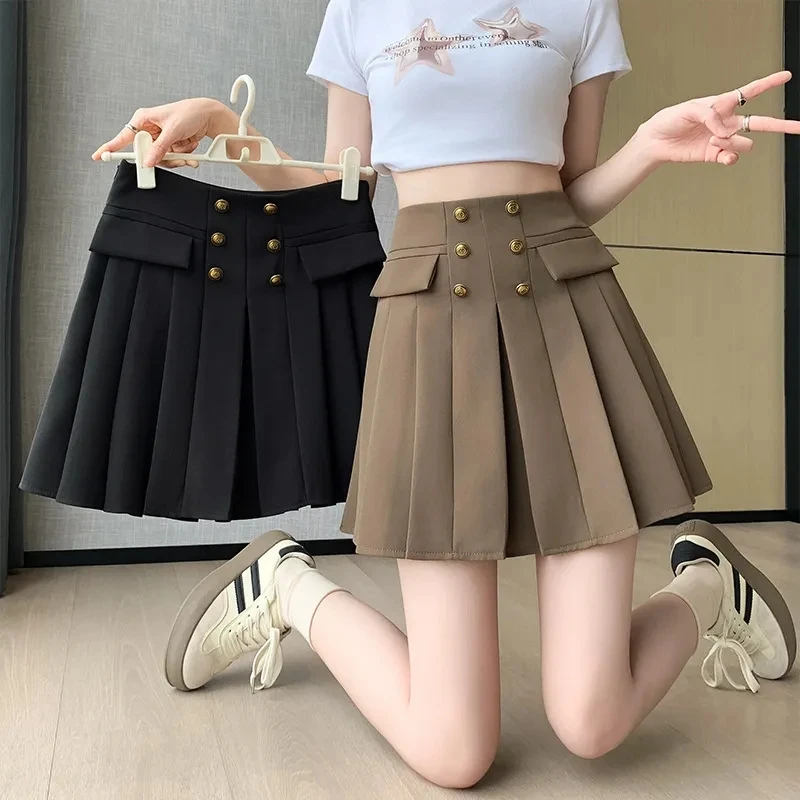 

2024 Spring/Summer New Korean High Waist Slim Mini Skirt, Girls Preppy Anti Shining Skirts ,Hundred Fold Short Skirt for Women