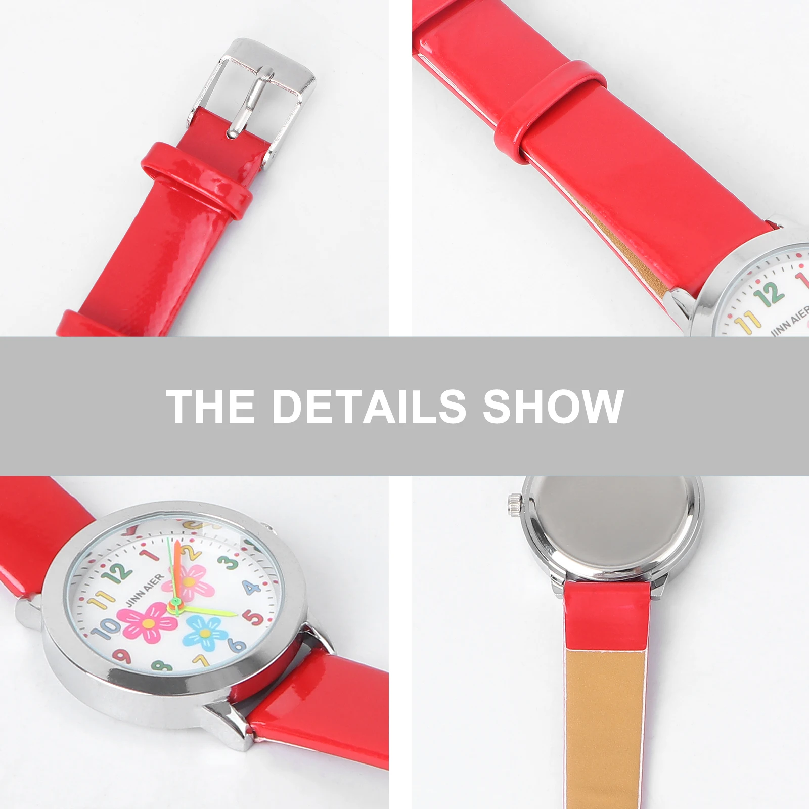

Cartoon Pattern Watch Creative Quartz Watch Adorable Comfortable Birthday Gift For Students Red