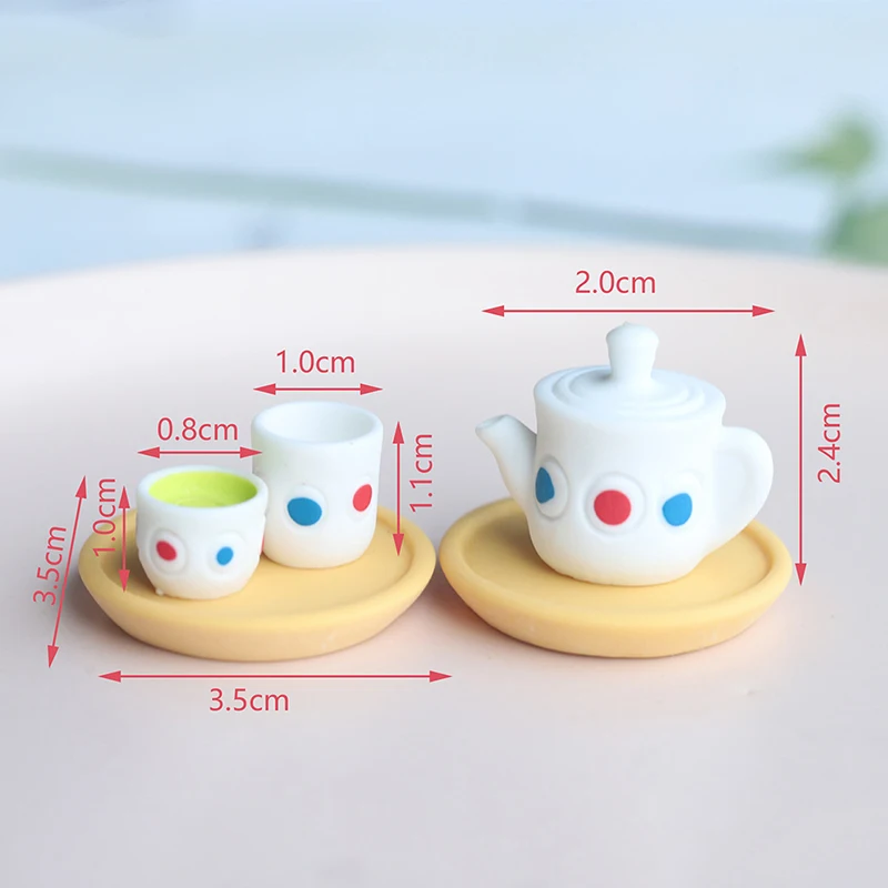 4Pcs Miniature simulation food play teapot teacup set mini soldier hand-made decoration play house scene props accessories model