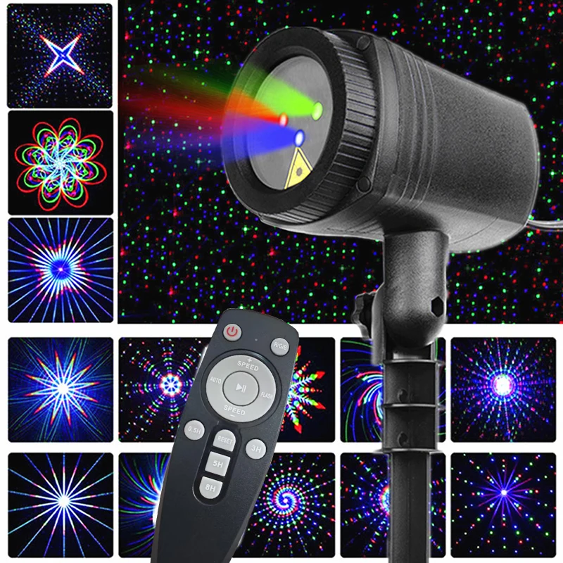 20 Patterns Courtyard Projection Lights RGB Christmas Lights Indoor Lamp with Remote Control for Party Garden Landscape Decor