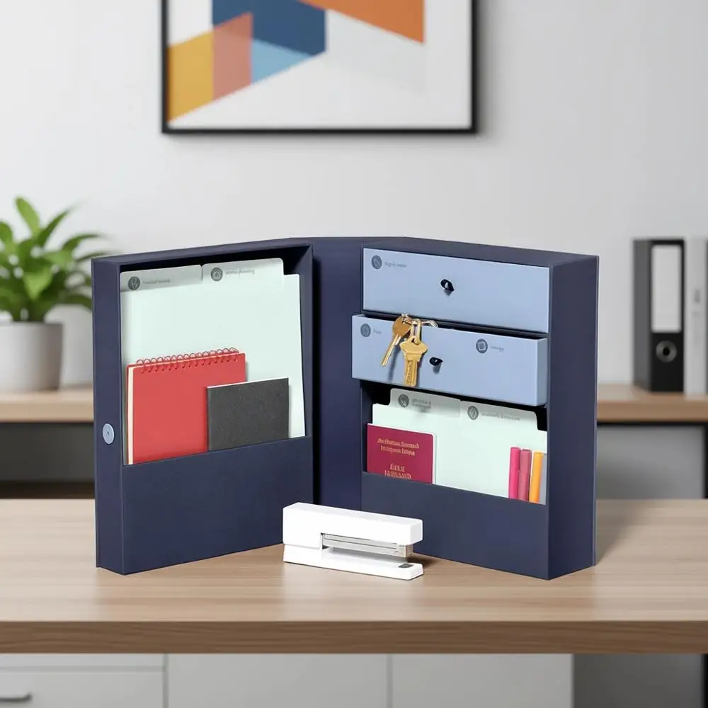 

Компактный настольный органайзер - синий: Оптимизированное хранение для файлов, документов и офисных принадлежностей
