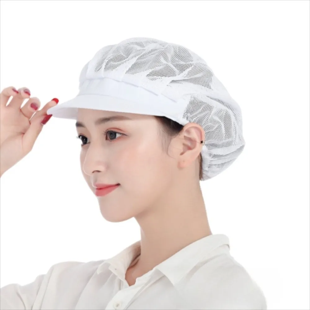 Hygienic Design Chef Hat Oil-Resistant Smoke-Proof Kitchen Work Hat Dustproof Feature Hairfall Prevention Breathable Mesh Cap