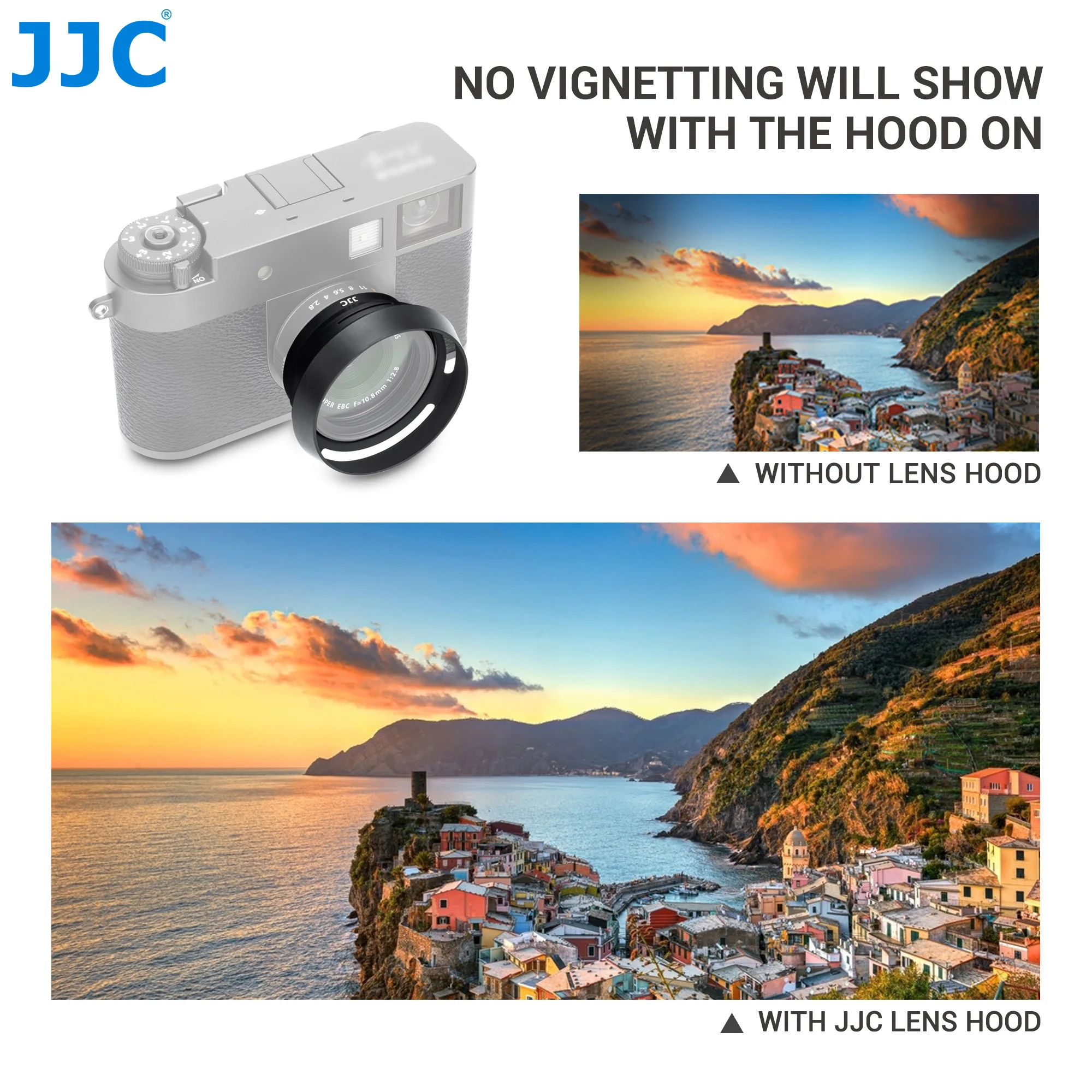 JJC Metal Lens Hood with 37mm Filter Adapter Ring for FUJIFILM X Half Lens Cap Shade FUJI X Half Lens Protective Accessories