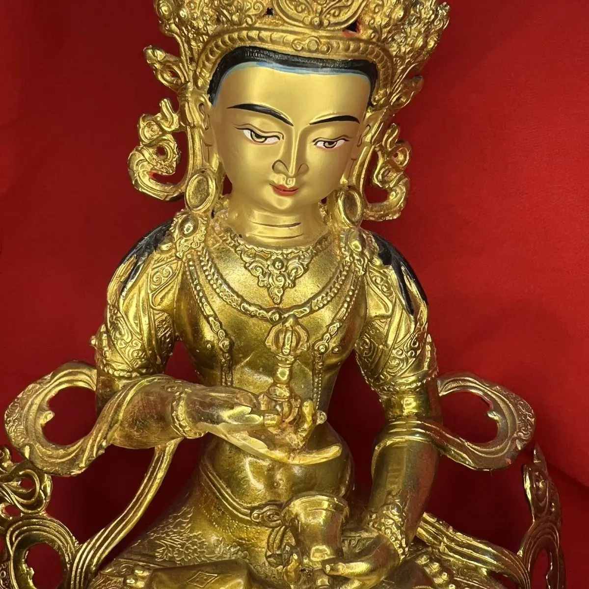 Tibetan Tantra gilt offering one foot of pure copper Vajrasattva ornament