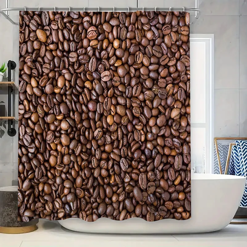 

Coffee Bean Shower Curtain Waterproof Vintage Farmhouse Bathroom Decor Rustic Coffee Lover Gift Modern Home Decor Shower Liner
