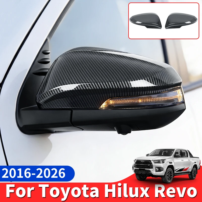 

For Toyota 2016-2026 Hilux Pickup Truck Mirror Cover Cap ABS Waterproof Anti-Scratch Side Mirror Accessories Auto Exterior Parts