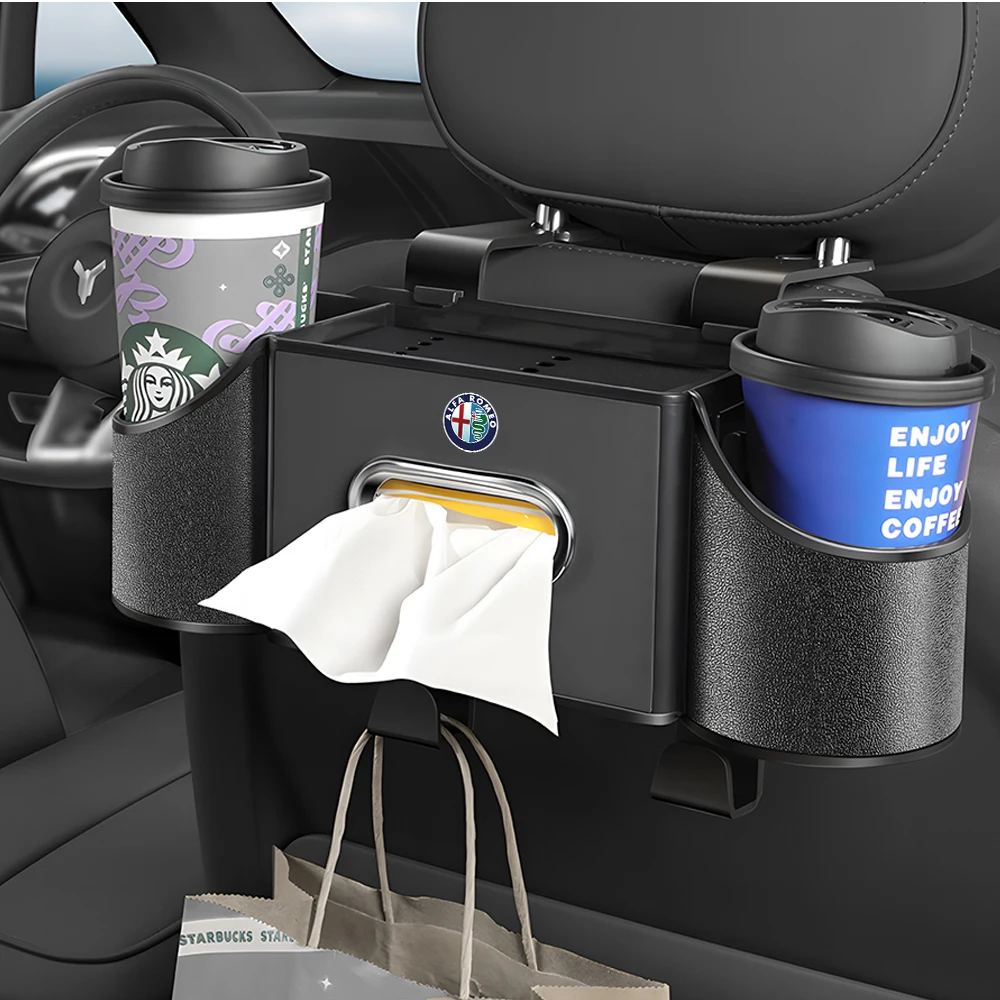 

2025 New Car Seat Back Storage Box Multifunction Cup Tissue Phone Stowing Tidying For Alfa Romeo Giulietta Brera Giulia Volante
