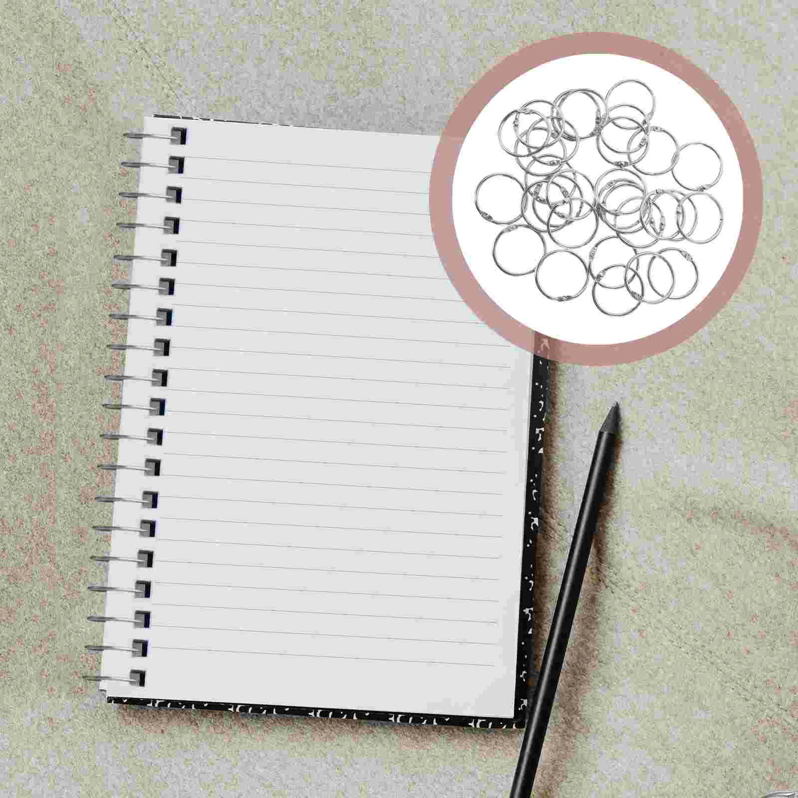 50 Pcs Loose-leaf Buckle Binder Rings for Note Book Black Gift Card Flash Metal Key Chain