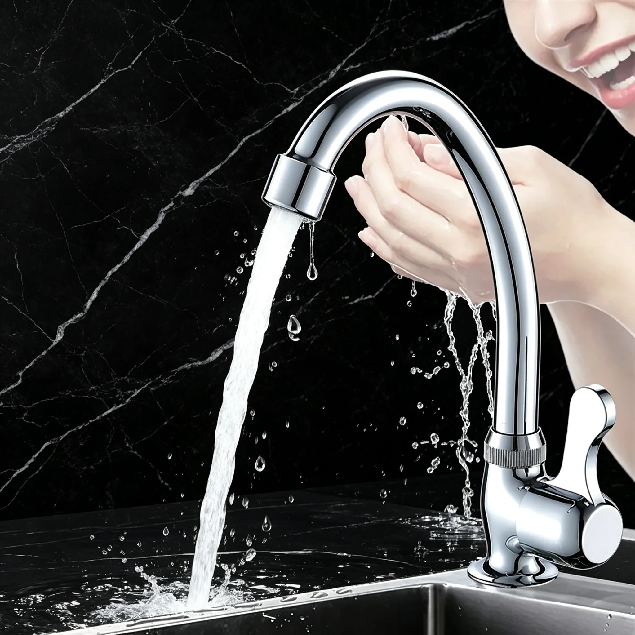 Kitchen Vertical Dish Basin Faucet Plastic Steel Kitchen Faucet Water Purifier Single Lever Hole Cold Tap Kitchen Accessories