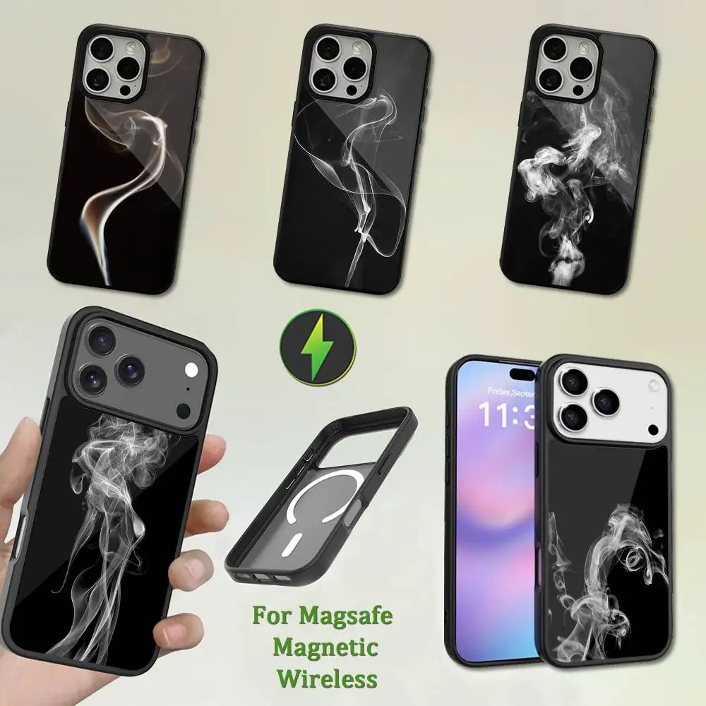 

Black And White Smoke Art Phone Case For iPhone 13,12,11,16,15,17,14,Pro,Max,Plus,Mini,Magsafe,Magnetic Wireless Charging