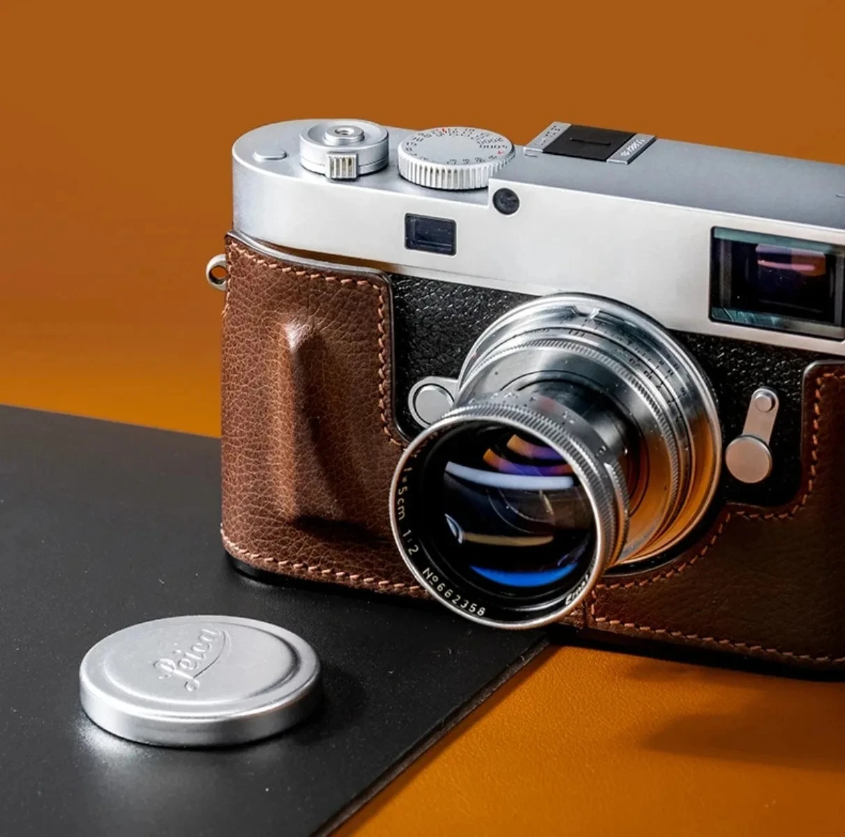 Genuine Real Leather Vintage Camera Bag Protect Case Cover Half Base Grip for Leica M11 M-11 M11-P Camera Backpack