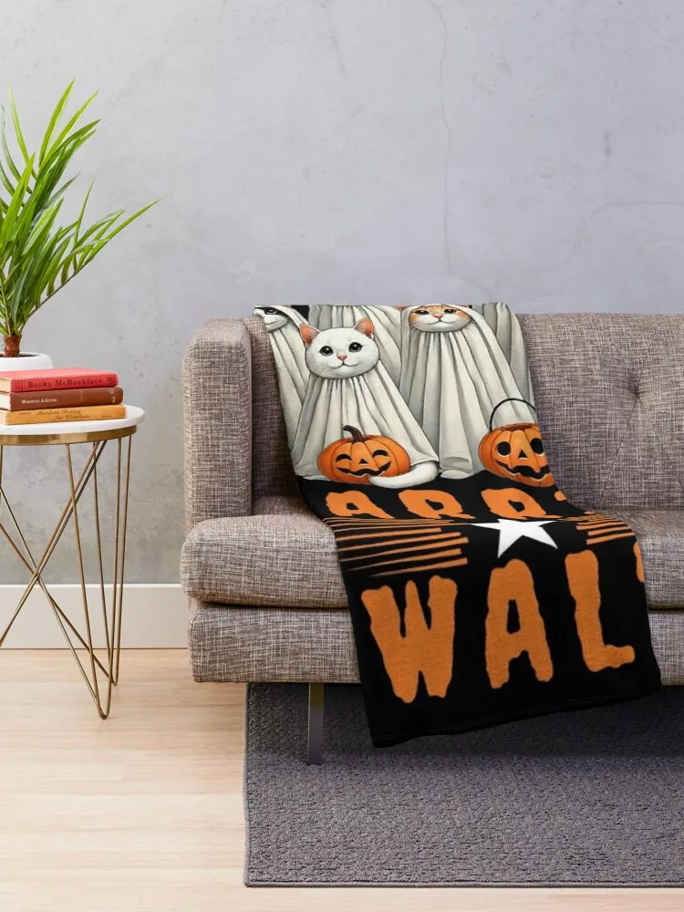 Harris Waltz 2024 Vice President Halloween cat lovers Throw Blanket For Sofa Thin Soft Plaid Decorative Sofa Blankets