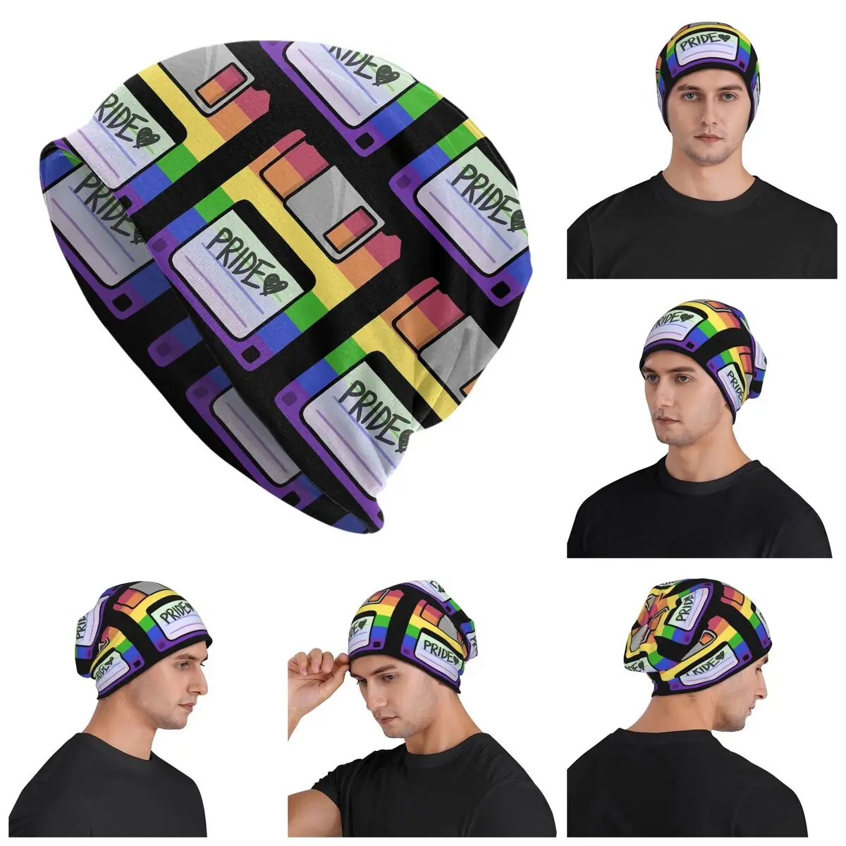 Pride Floppy Disk Skullies Beanies Hats Warm Autumn Winter Outdoor Cap Knitted Bonnet Caps for Unisex Adult