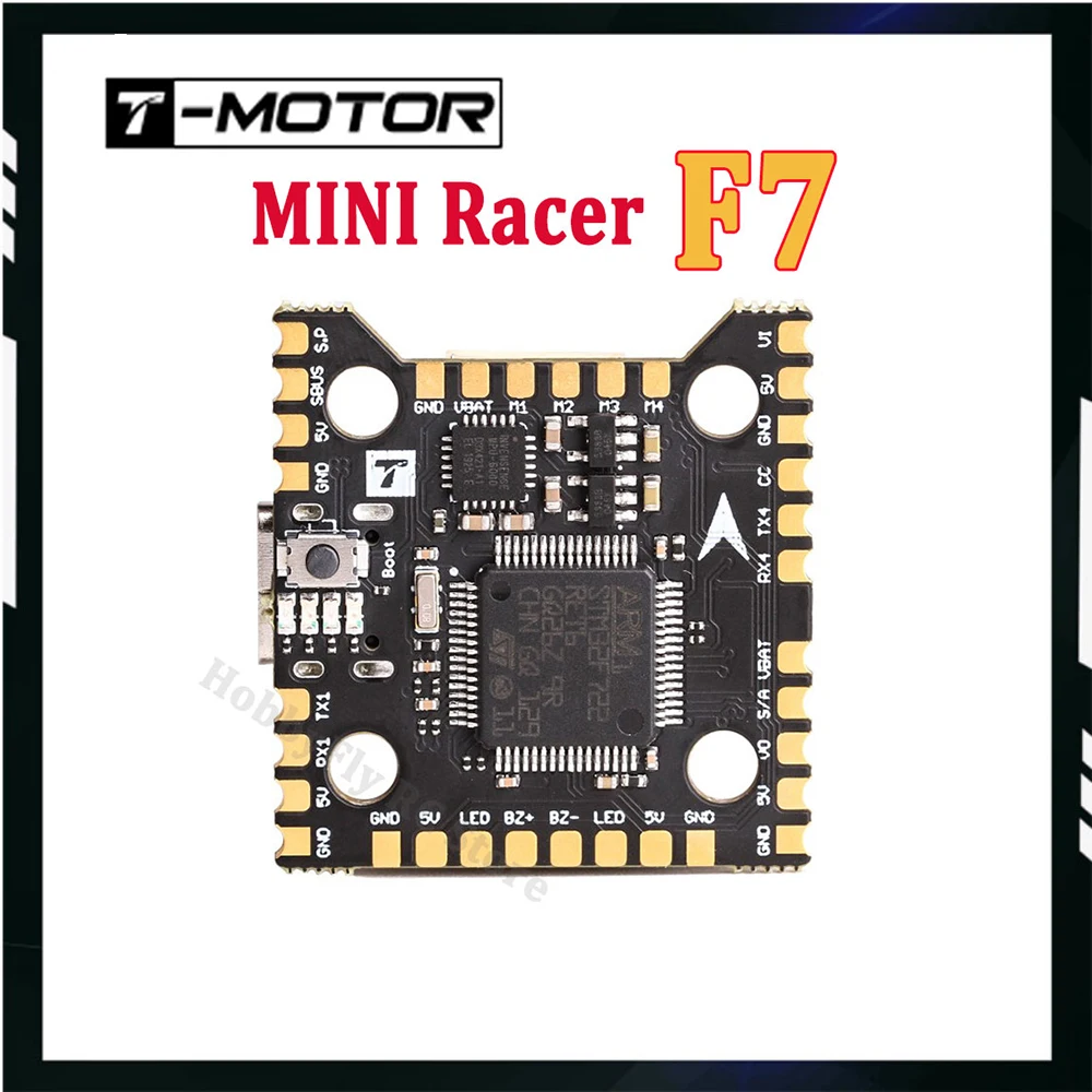 T-MOTOR MINI Racer F7 Flight Controller 3~6S Lipo W/AT7456E OSD 4 x UART Port MCU-STM32F722RET6 20*20mm for RC FPV Drone