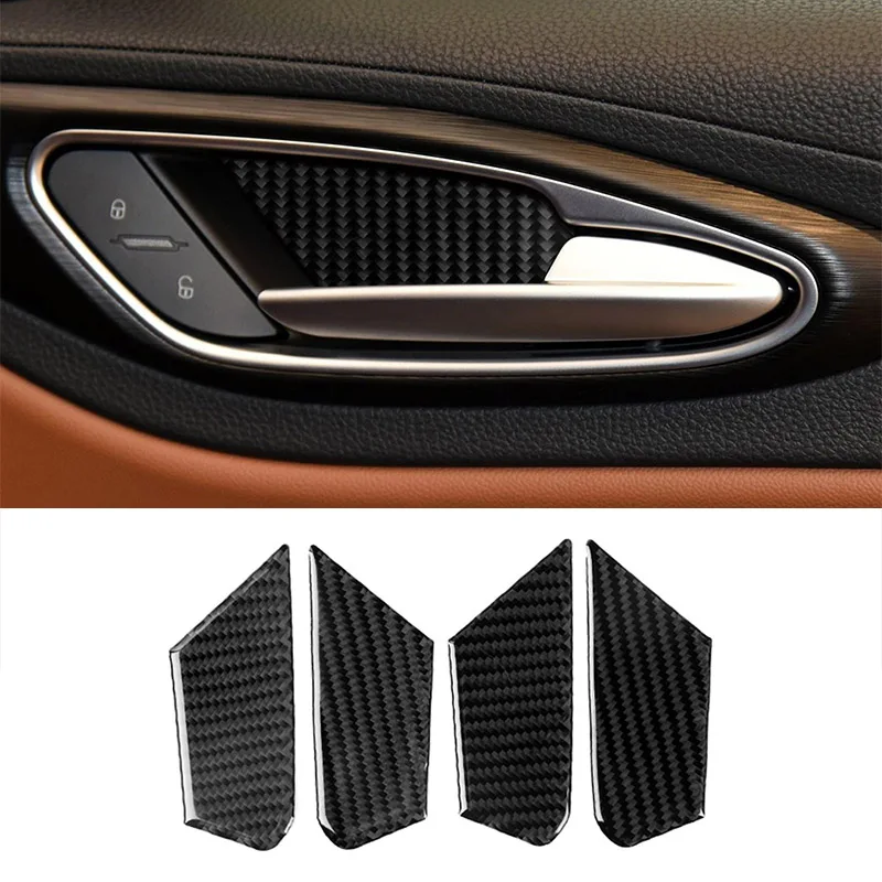 

4pcs for Alfa Romeo Giulia 2017-2019 Car Door Bowl Decor Cover Trim Stickers Auto Interior Accessories Carbon Fiber