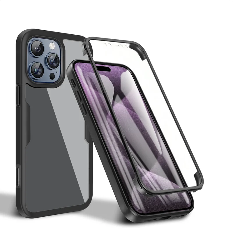 360° Vollschutz Vorder- und Rückseite Transparente Hülle für iPhone 17 16e 15 14 13 11 12 Pro Max X XR 7 8 Plus Silikon-Stoßfänger Stoßfeste Abdeckung
