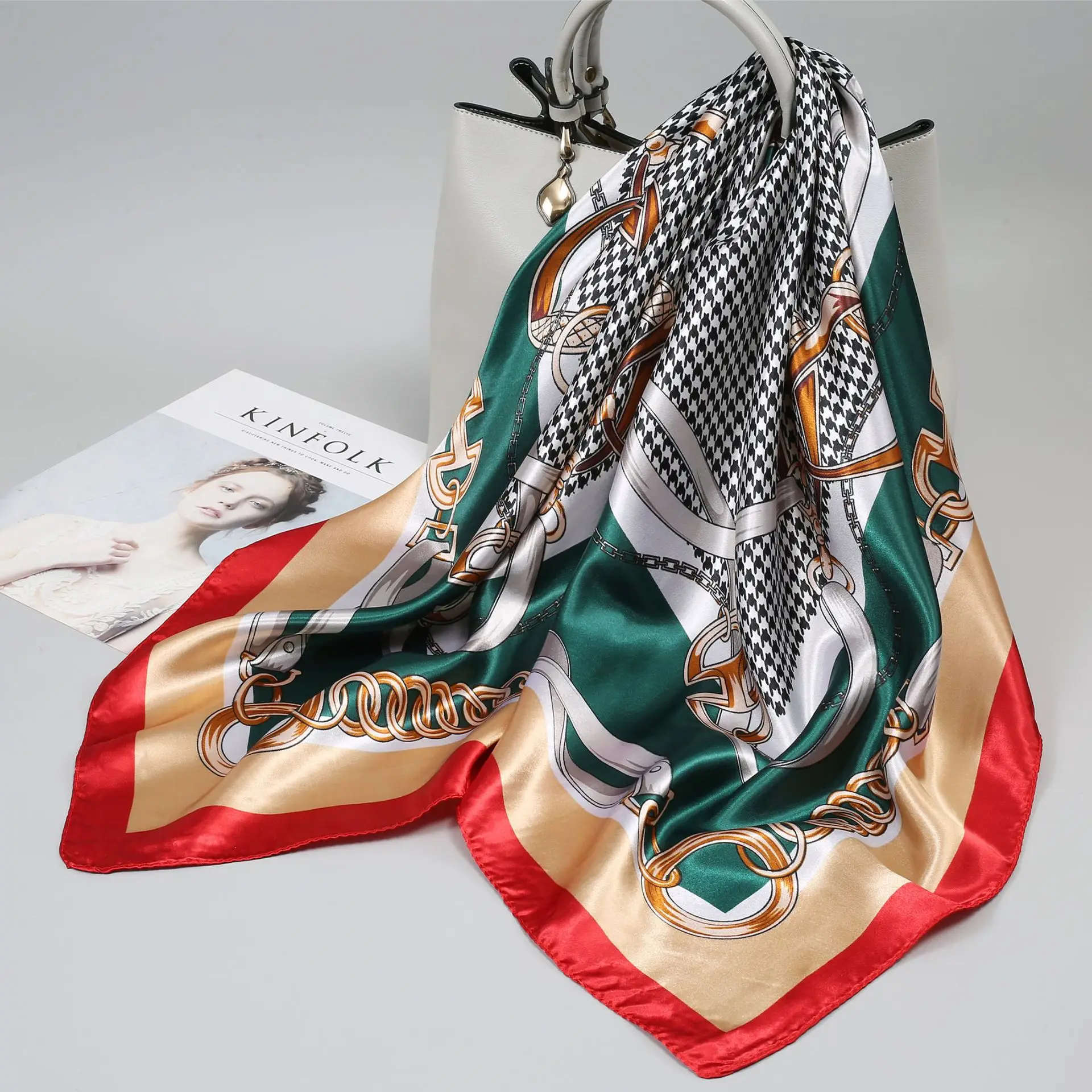 

Small Silk Scarf for Women, Large Square Scarf, Gauze Scarf for Spring, Autumn, and Winter, Paired with a Shirt, for Middle-Aged Mothers, Square 90×90 Thin Scarf