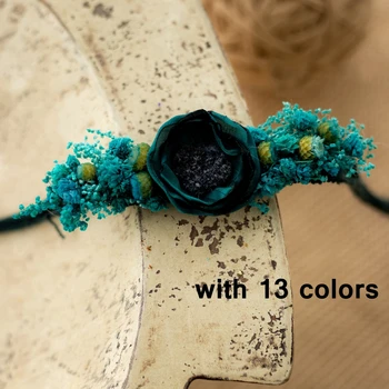 Bebek kız çiçekli saç bantları yenidoğan fotoğraf sahne kurutulmuş çiçekler yenidoğan kafa bandı prenses Tieback bebek kız saç aksesuarları