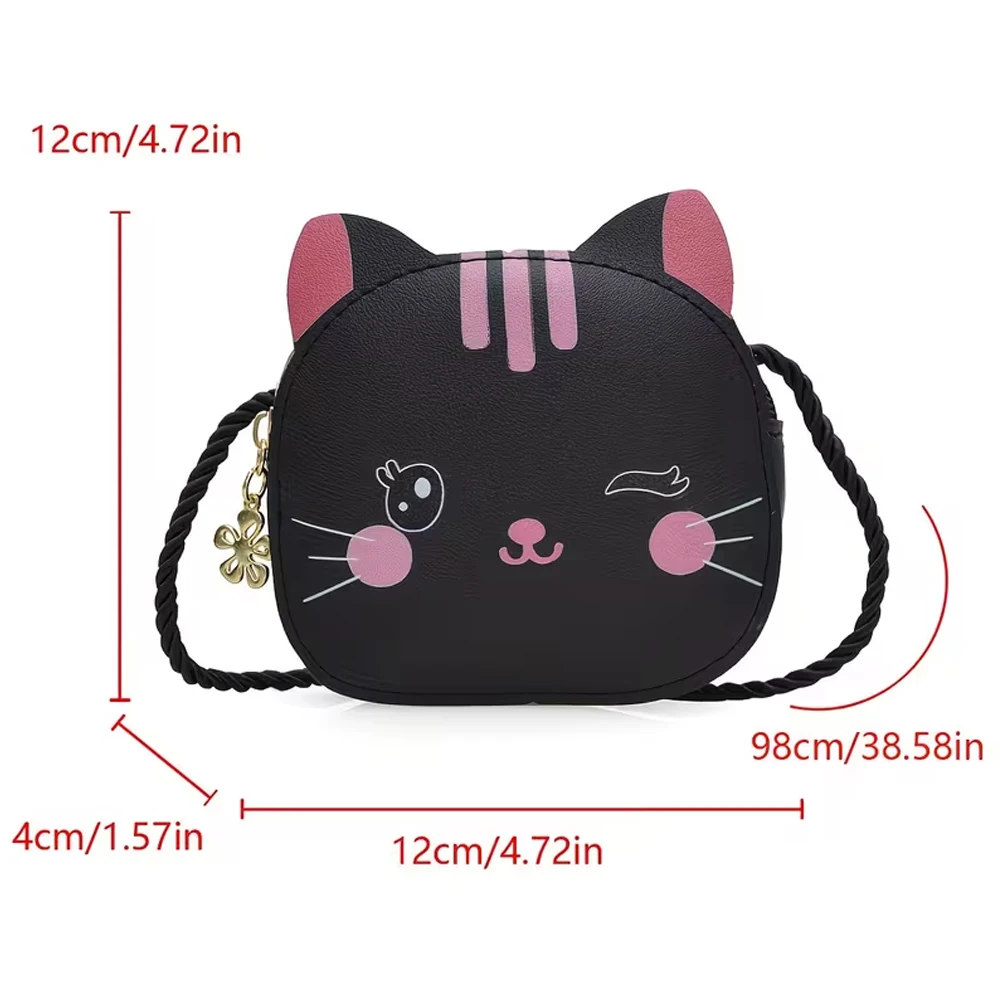 1 Selected Cat-Patterned Bag, Unisex Shoulder Crossbody Bag, Pu Small Round Bag, Coin Purse, Birthday Gift for Family, Adults, Lovers, and Date Night Parties, Earphone Bag - view 4