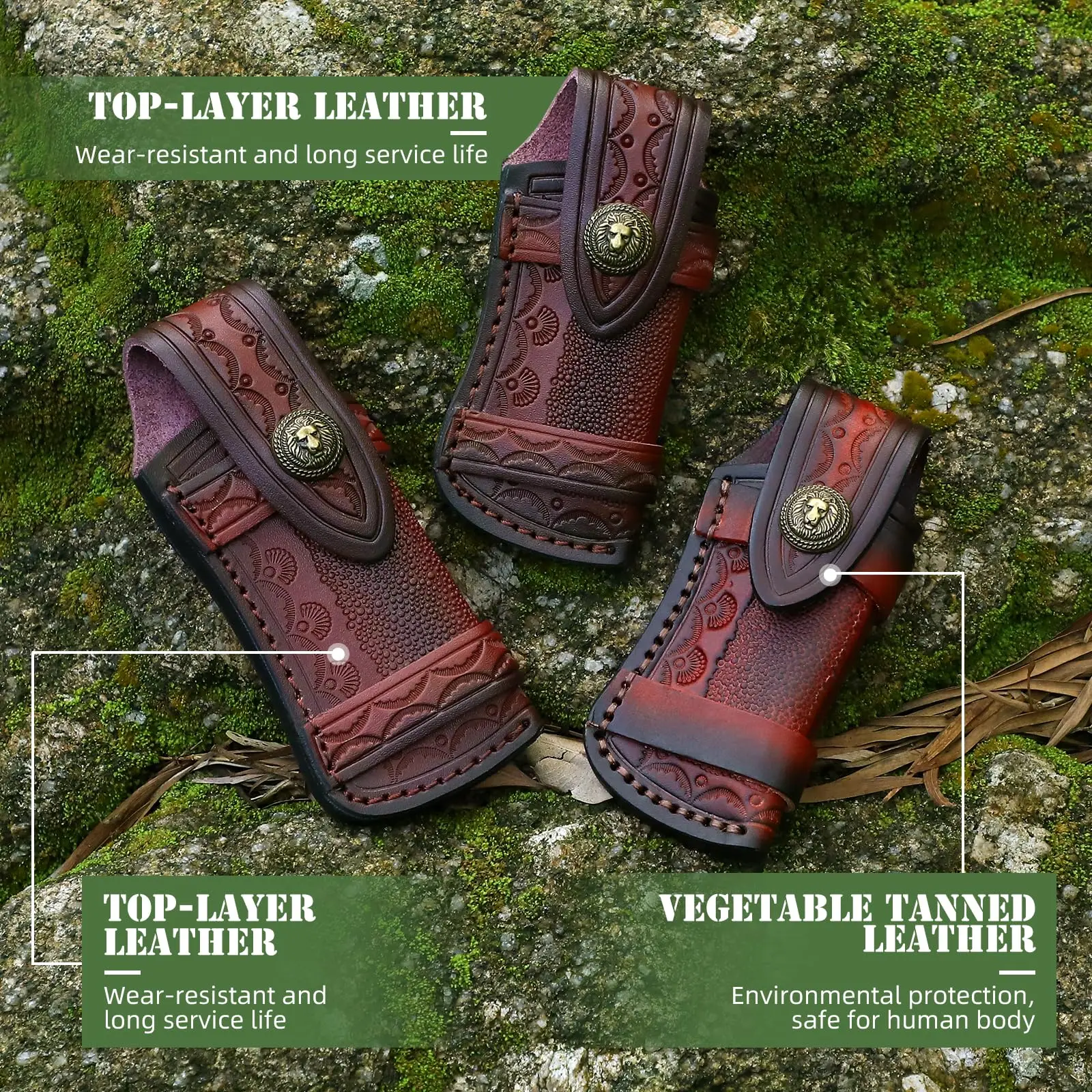 OMESIO Guaina per coltello in pelle da 4,53'' (M) per tasca, pieghevole e portacoltelli orizzontale