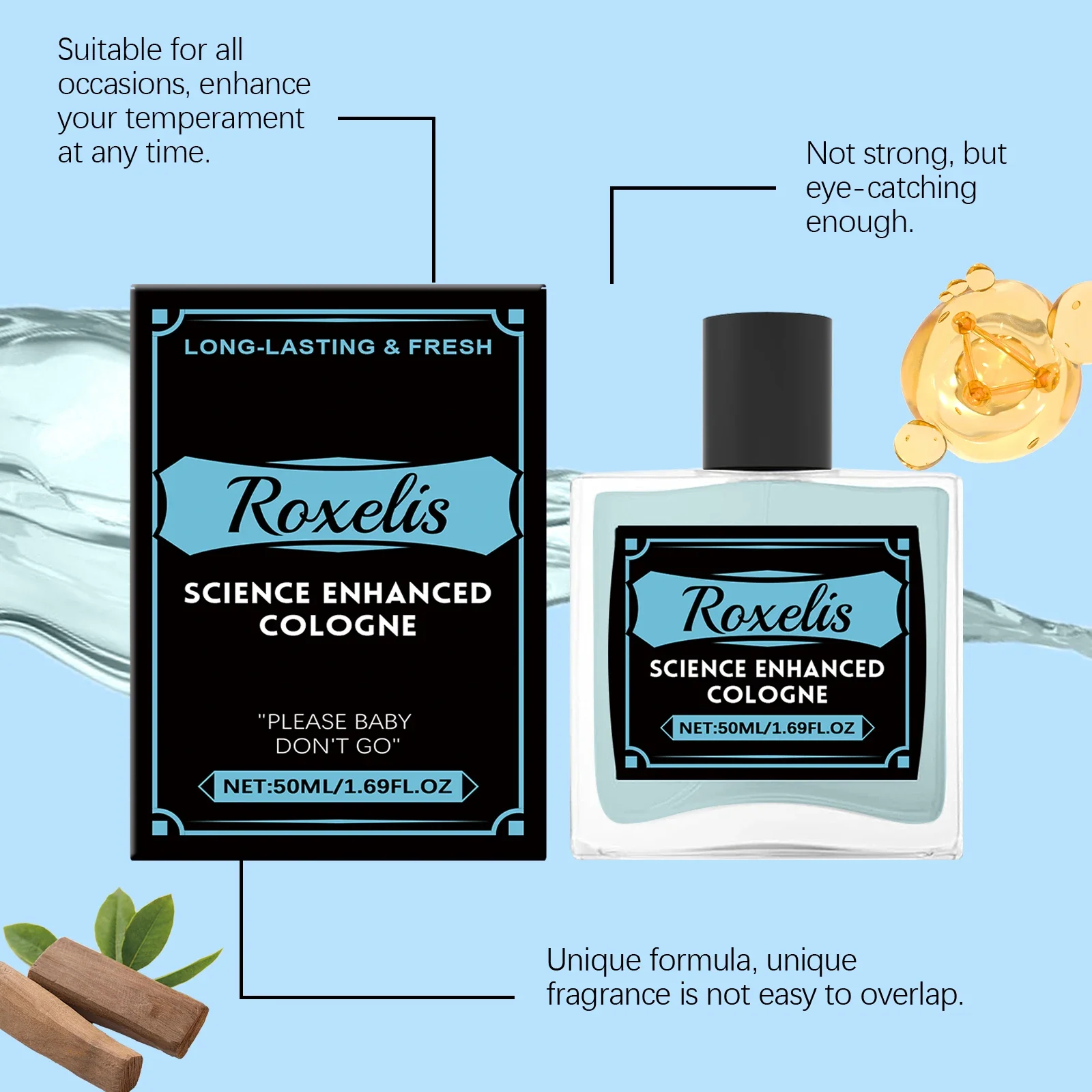 

Roxelis 50ml Pheromone Cologne for Men Long-Lasting Charming Scent Refreshing Gentleman Perfume Mist for Couple Dating Glamour