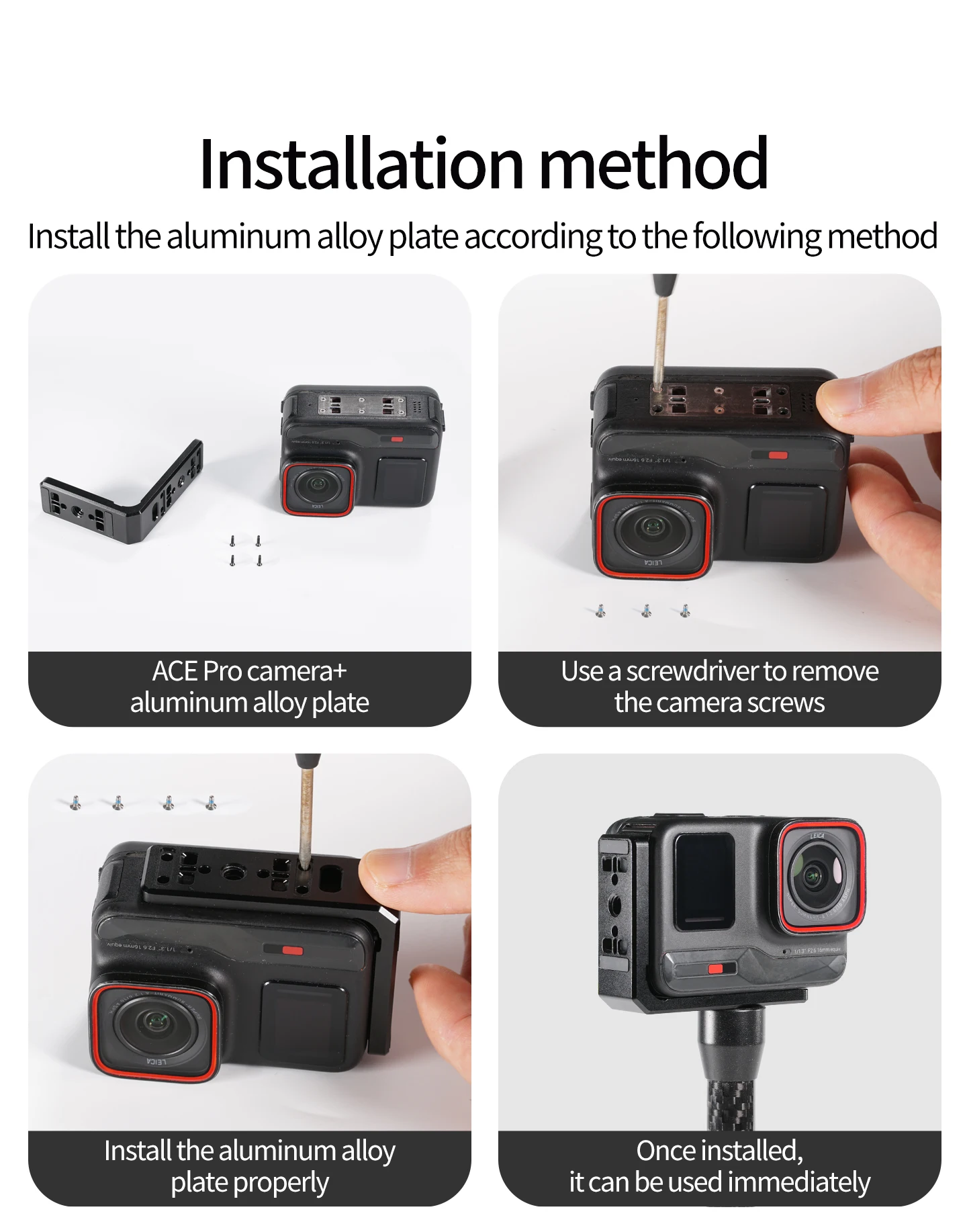 Neue Für Insta360 Ace Pro L Platte Vertikale Horizontale Halterung Magnetische Basis Faltbare Stativ Adapter 1/4 ARRI Sport Kamera Halterung – Detail 2