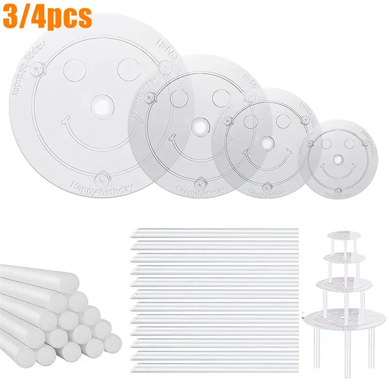 New 3/4Pcs Multi-Tier Cake Stand Straw Rack for Wedding Cake Making and Stacking Cakes Plastic Cake Support Rods Cake Dowel Set