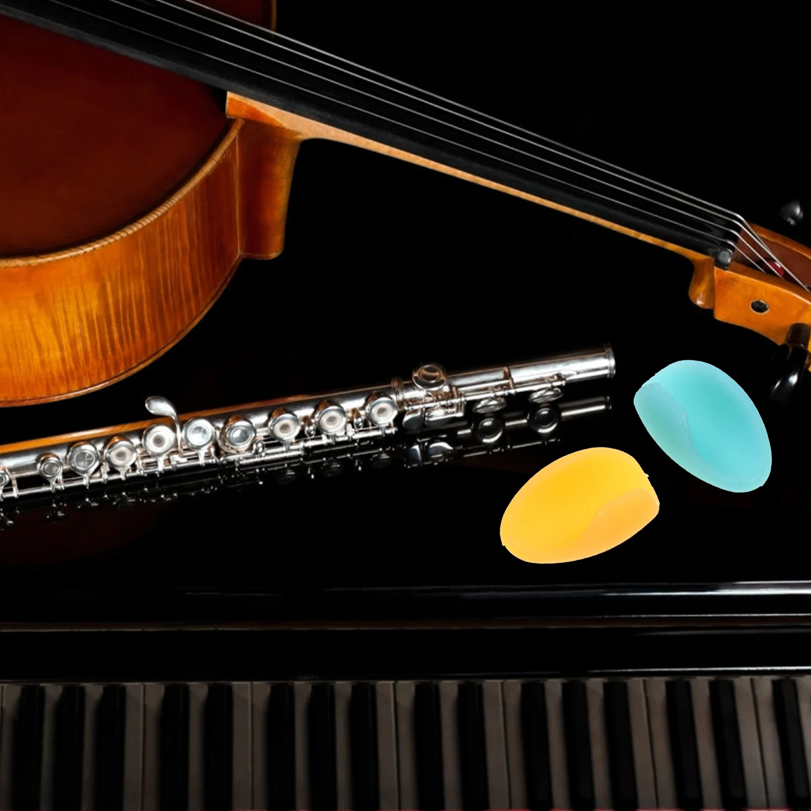 

2Pcs Flute Finger Rest Sleeve Durable Silicone Non-Slip Comfortable Grip Long-Term Use Humanized Design Instrument Accessory