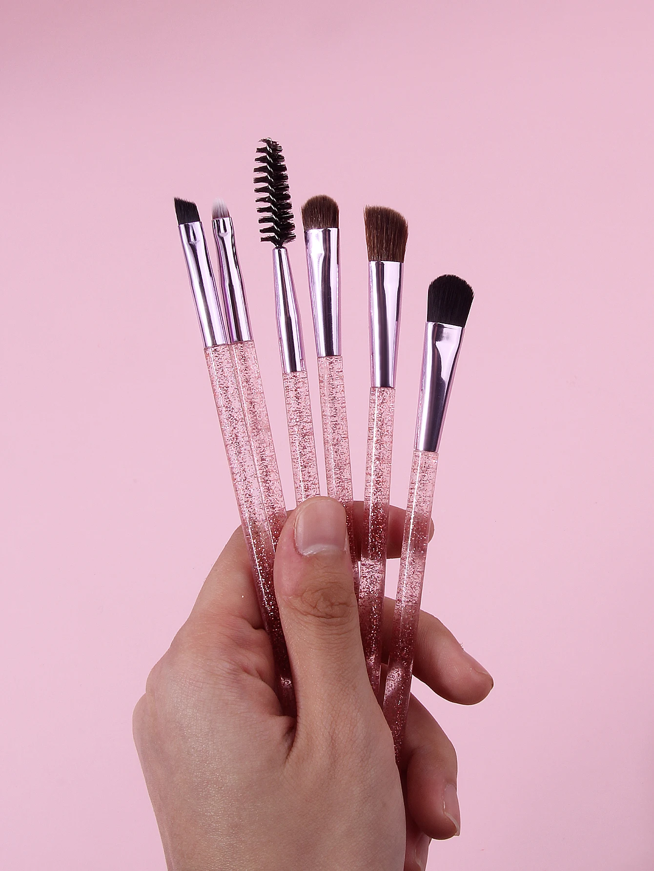 6-teiliges Augen-Make-up-Pinsel-Set: Lidschattenpinsel mit weichen Borsten, Eyeliner-Pinsel, Augenbrauenpinsel, Wimpernbürste, Lippenpinsel, Concealer-Pinsel