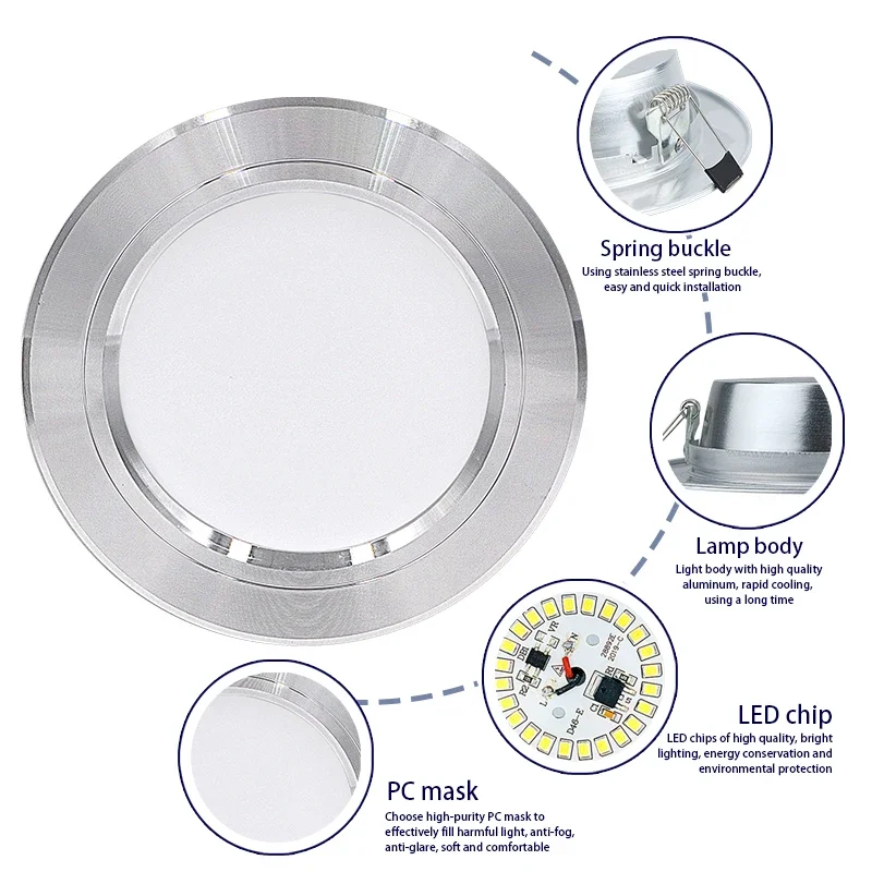 Imagem -05 - Recesso Led Teto Downlight Lâmpada Branca Quente Fria Spot Down Light 220v 230v 240v 5w 9w 12w 15w 18w