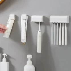 Toothbrush Holder Toothpaste Hook Keeper Family Tooth Brush Storage Bathroom Accessories Set Wall Mount Rack Container ToolsSet