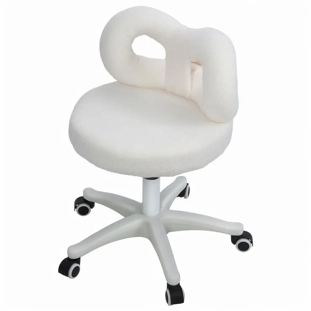 Swivel Vanity Chair with Wheels,Adjustable Height Strong Load Bearing Makeup Chair,Plush Cover Bowknot Back Home Office Chair