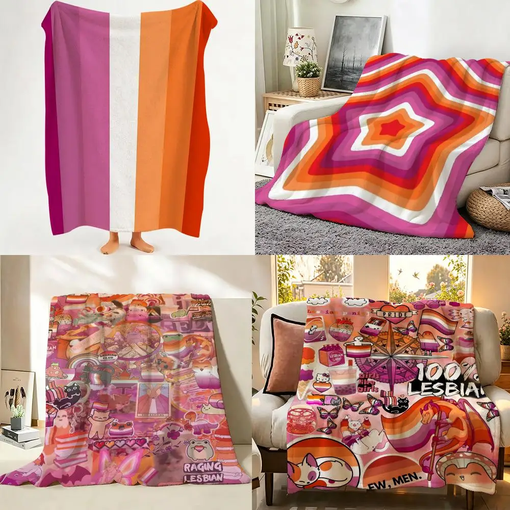 Symbol L-Lesbian P-Pride F-Flag Throw Flannel Throw Blanket Suitable for Sofa、Living Room、Bedroom